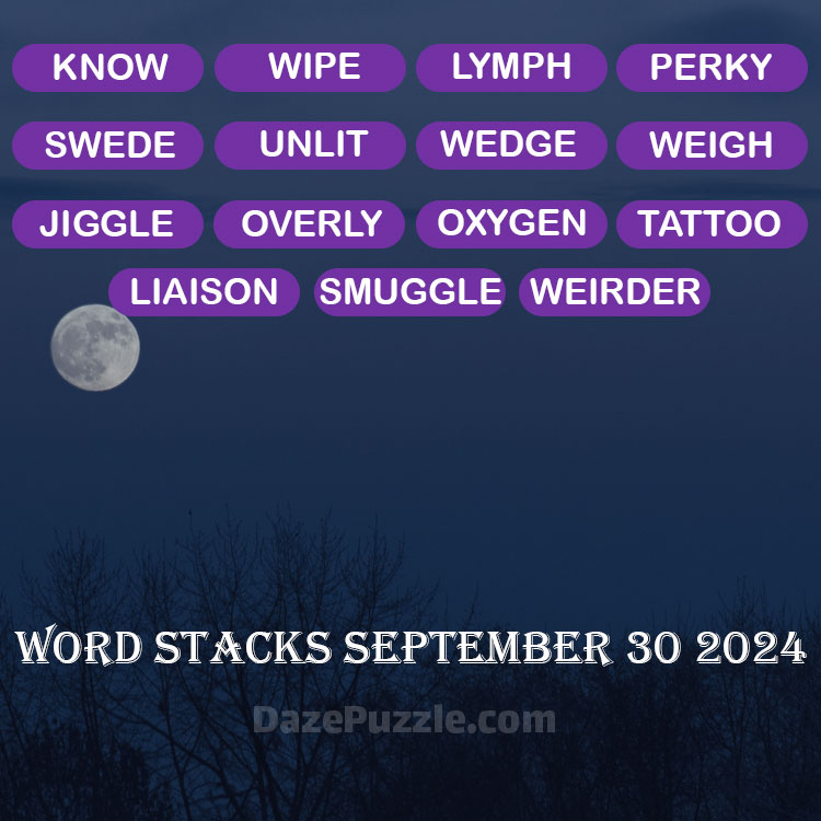 Word Stacks September 30 2024 Daily Puzzle Answer