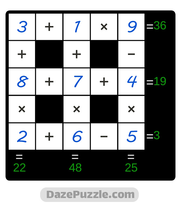 puzzle page cross sum 13 october 2024 answer
