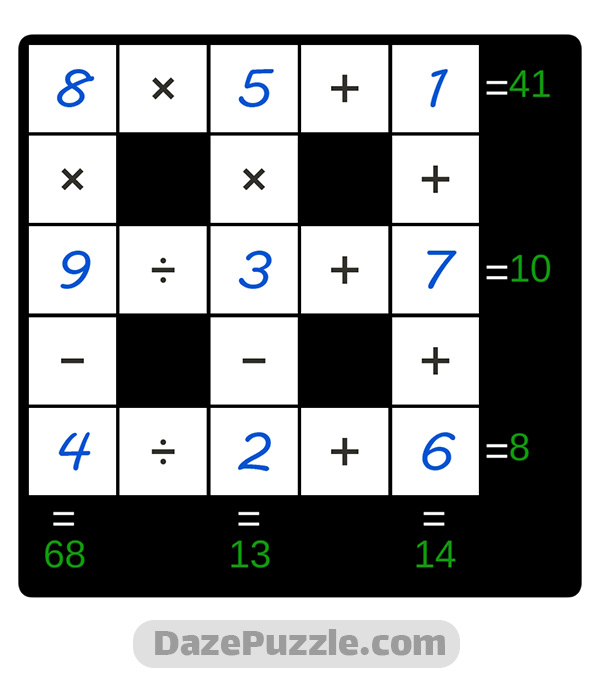 puzzle page cross sum 16 october 2024 answer