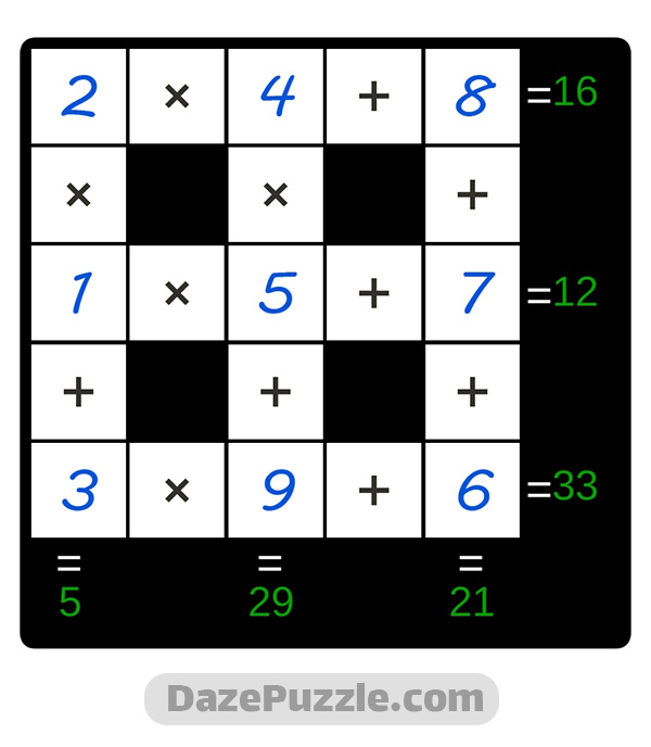 puzzle page cross sum 7 october 2024 answer
