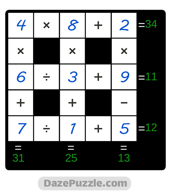 puzzle page cross sum 9 october 2024 answer