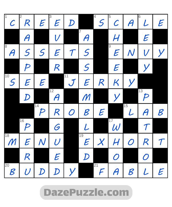 puzzle page crossword 21 october 2024 answer