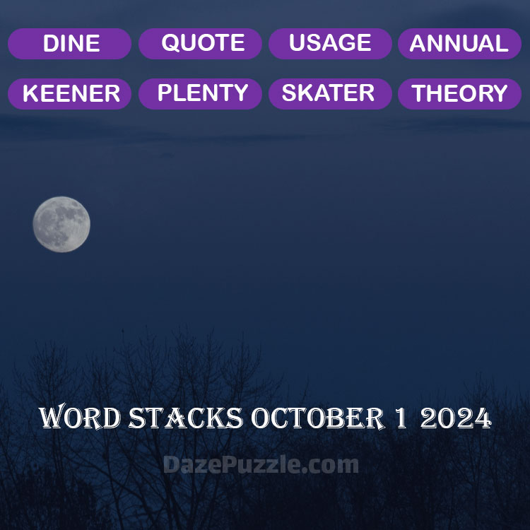 Word Stacks October 1 2024 Daily Puzzle Answer