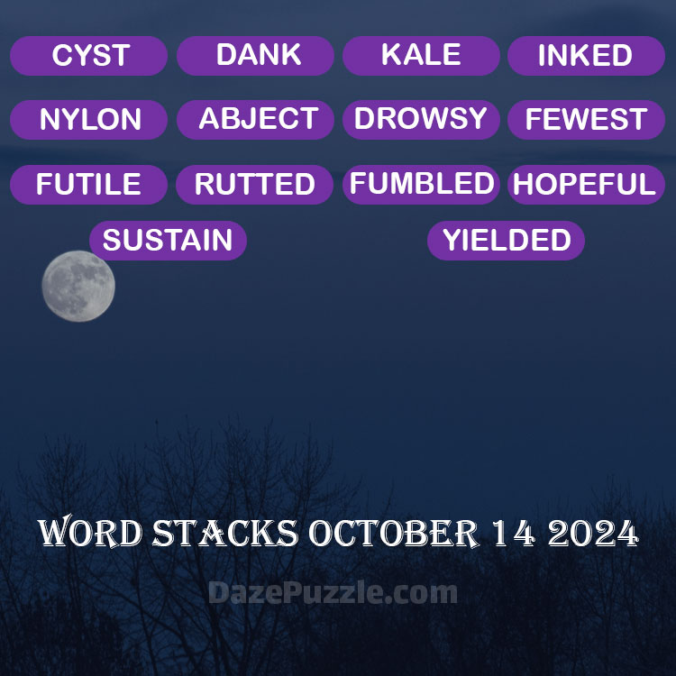 Word Stacks October 14 2024 Daily Puzzle Answer