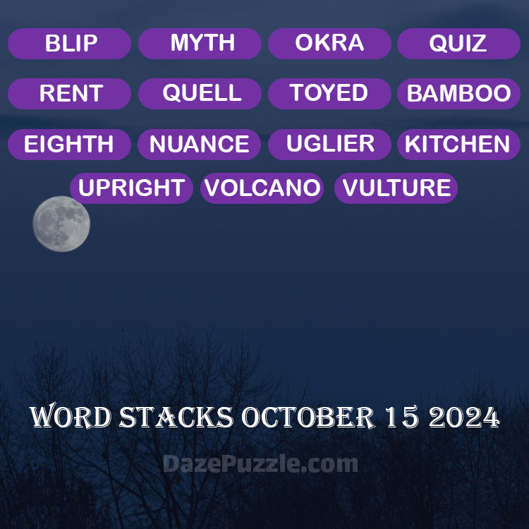 Word Stacks October 15 2024 Daily Puzzle Answer