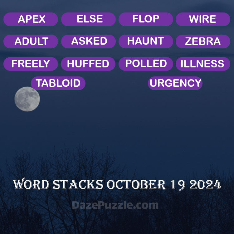 Word Stacks October 19 2024 Daily Puzzle Answer