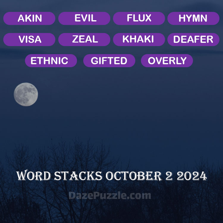 Word Stacks October 2 2024 Daily Puzzle Answer