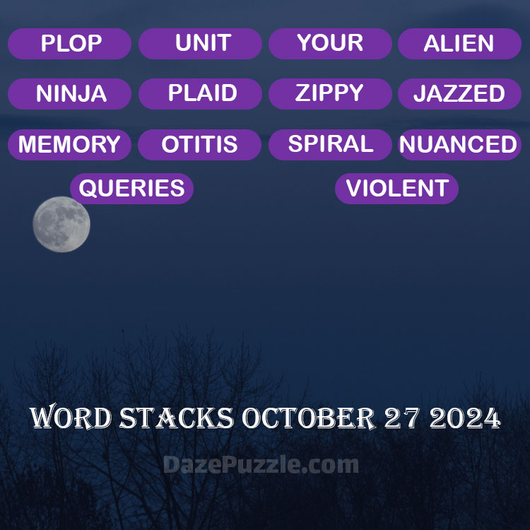 Word Stacks October 27 2024 Daily Puzzle Answer