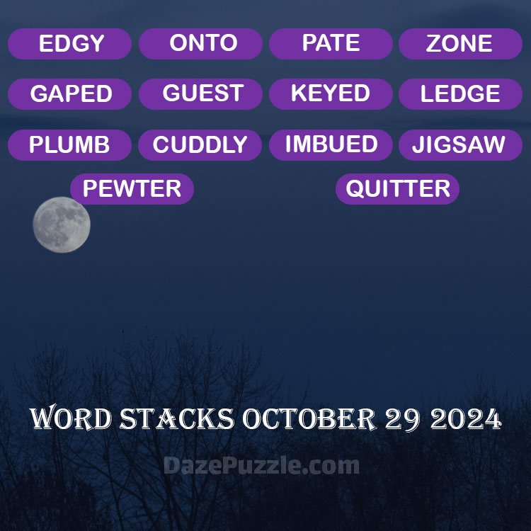 Word Stacks October 29 2024 Daily Puzzle Answer