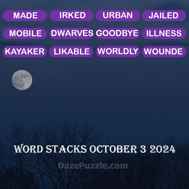 Word Stacks October 3 2024 Daily Puzzle Answer