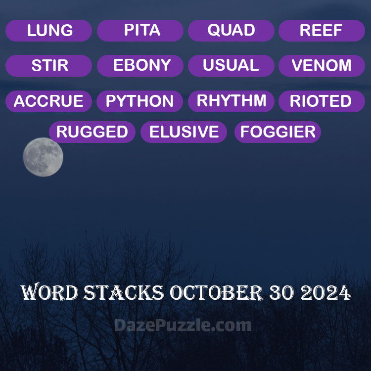 Word Stacks October 30 2024 Daily Puzzle Answer