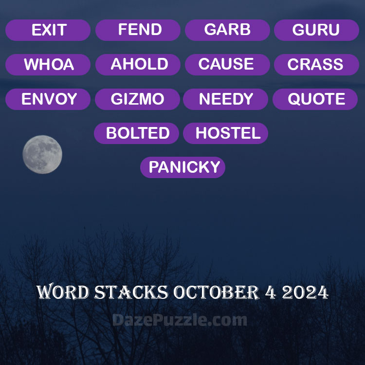 Word Stacks October 4 2024 Daily Puzzle Answer