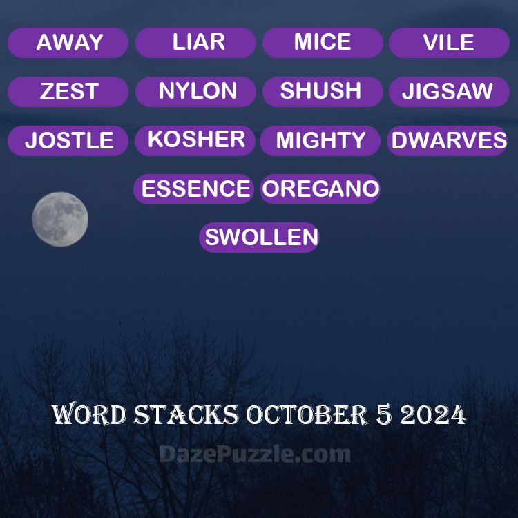 Word Stacks October 5 2024 Daily Puzzle Answer