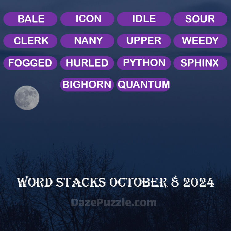 Word Stacks October 8 2024 Daily Puzzle Answer