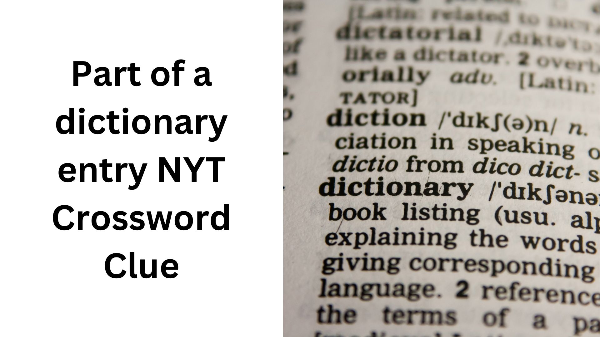 Part of a dictionary entry NYT Crossword Clue