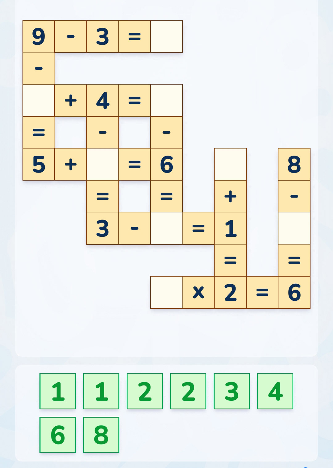math crossword number puzzle gameplay