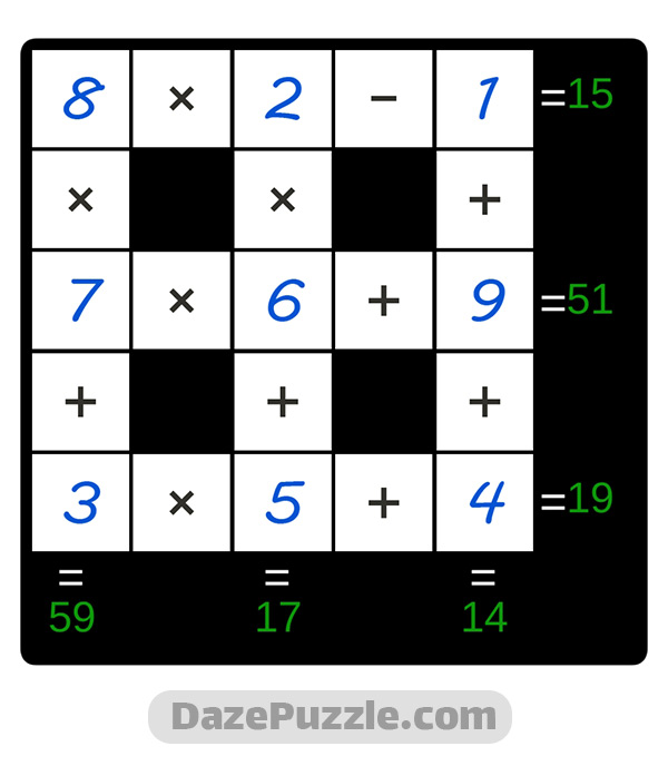 puzzle page cross sum 13 november 2024 answer