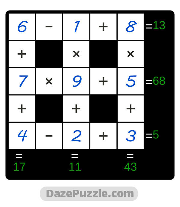 puzzle page cross sum 15 november 2024 answer