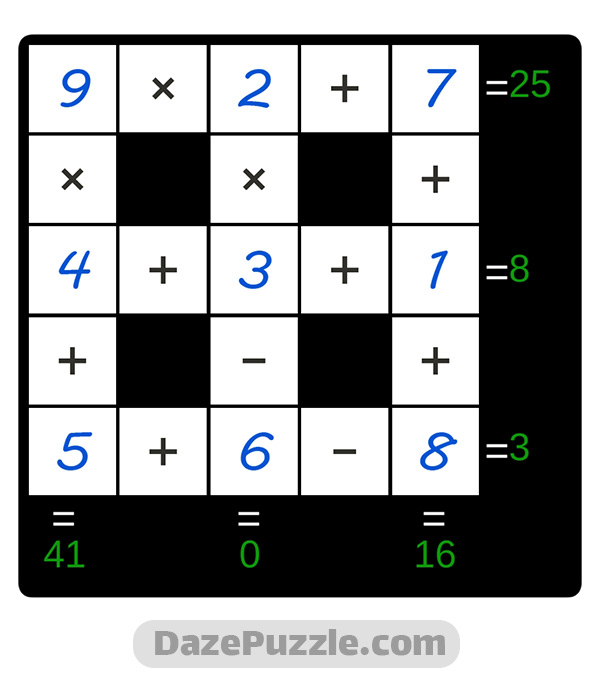 puzzle page cross sum 20 november 2024 answer