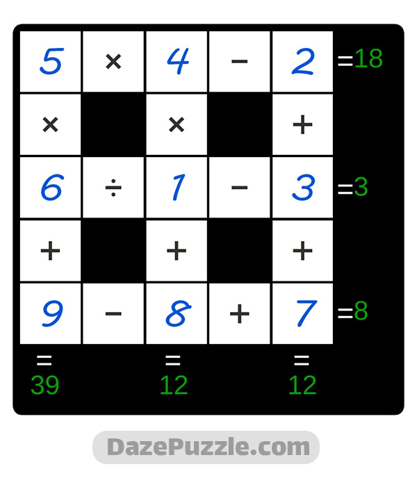 puzzle page cross sum 22 november 2024 answer
