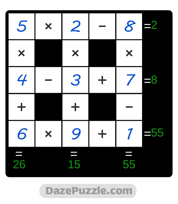 puzzle page cross sum 4 november 2024 answer