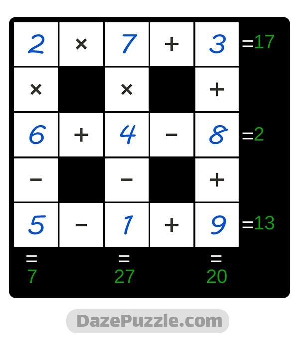 puzzle page cross sum 8 november 2024 answer
