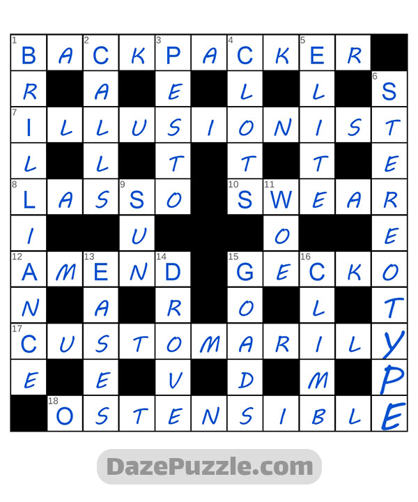 puzzle page crossword 18 november 2024 answer