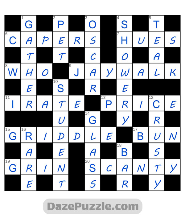 puzzle page crossword 20 november 2024 answer