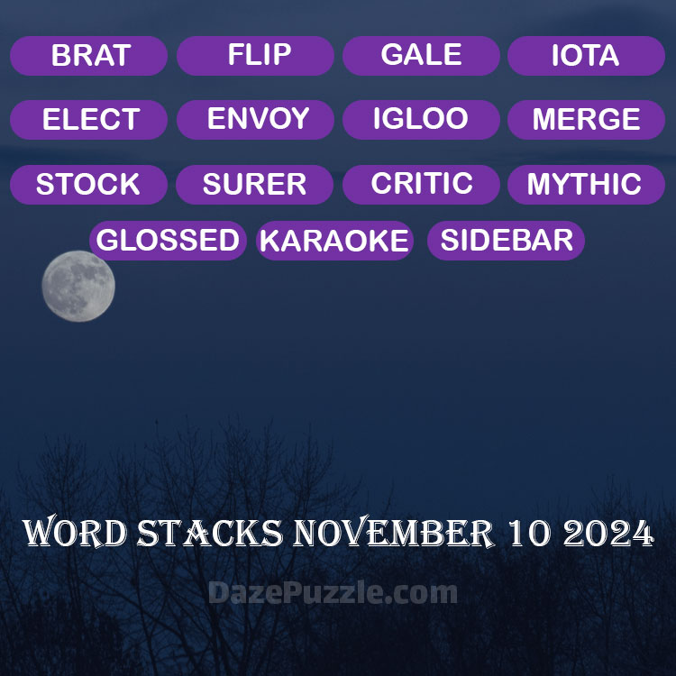 Word Stacks November 10 2024 Daily Puzzle Answer