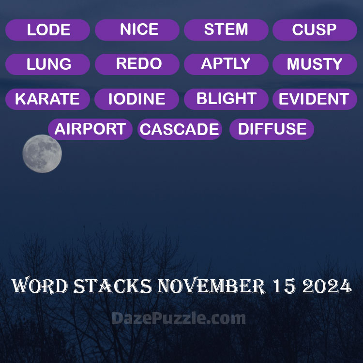 Word Stacks November 15 2024 Daily Puzzle Answer