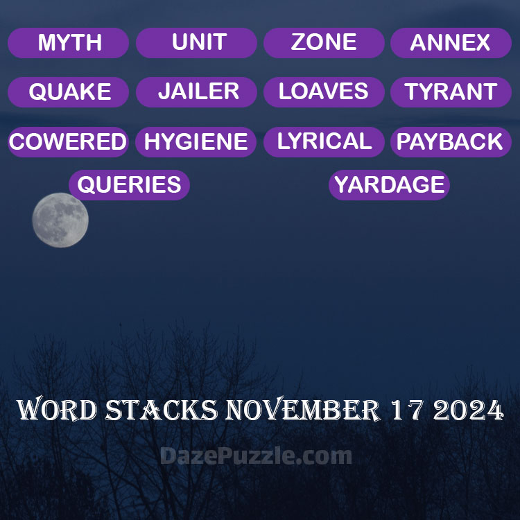 Word Stacks November 17 2024 Daily Puzzle Answer