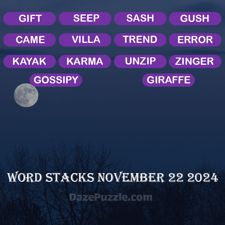 Word Stacks November 22 2024 Daily Puzzle Answer