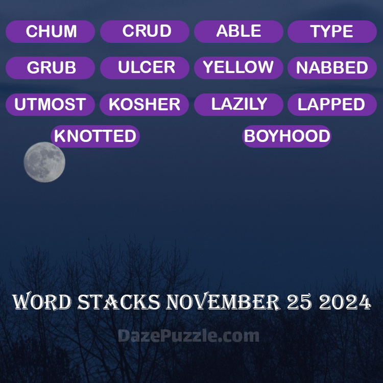Word Stacks November 25 2024 Daily Puzzle Answer