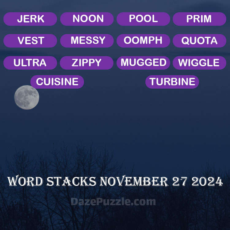 Word Stacks November 27 2024 Daily Puzzle Answer