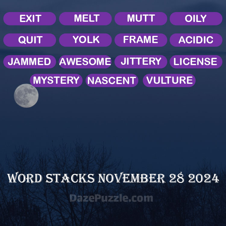 Word Stacks November 28 2024 Daily Puzzle Answer