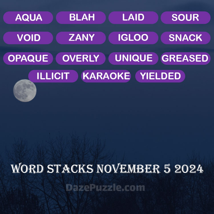 Word Stacks November 5 2024 Daily Puzzle Answer