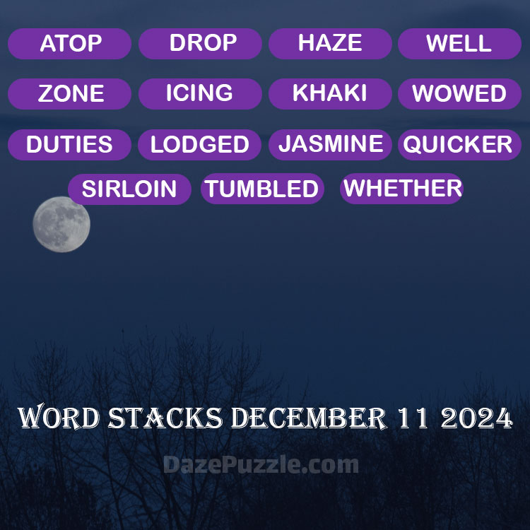 Word Stacks December 11 2024 Daily Puzzle Answer