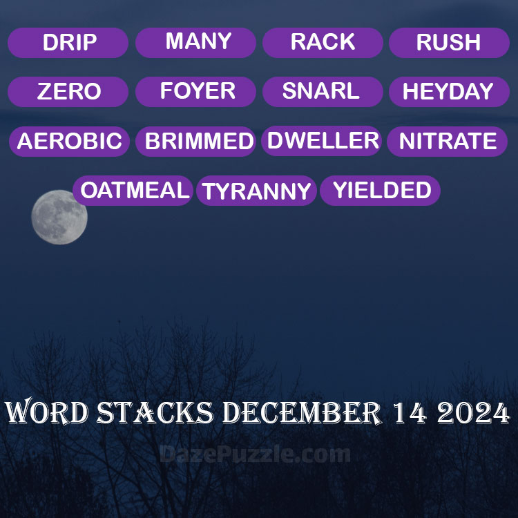 Word Stacks December 14 2024 Daily Puzzle Answer