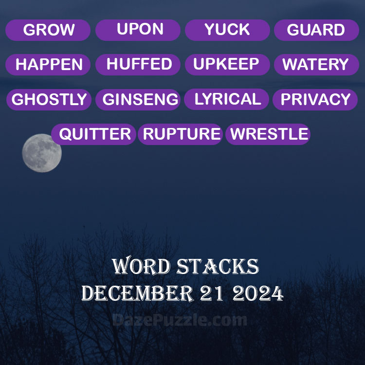 Word Stacks December 21 2024 Daily Puzzle Answer