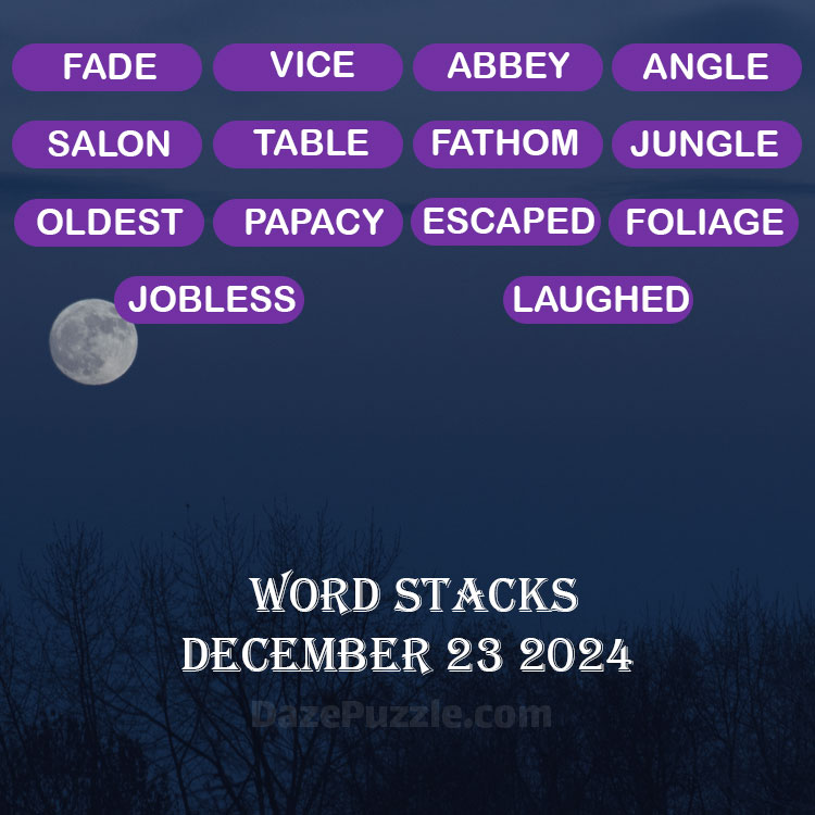 Word Stacks December 23 2024 Daily Puzzle Answer