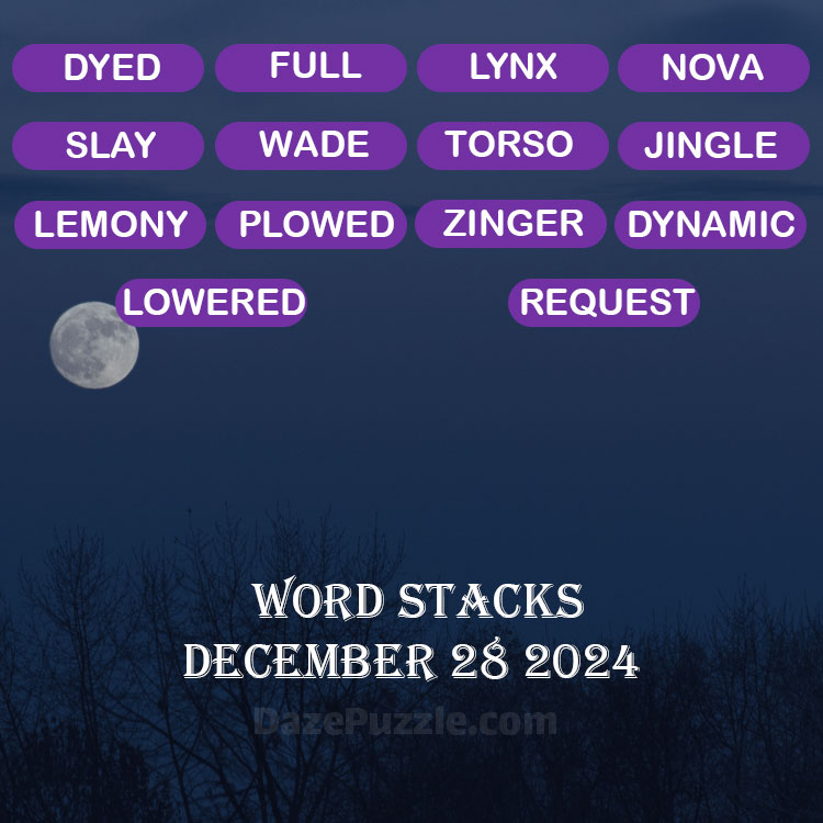 Word Stacks December 28 2024 Daily Puzzle Answer