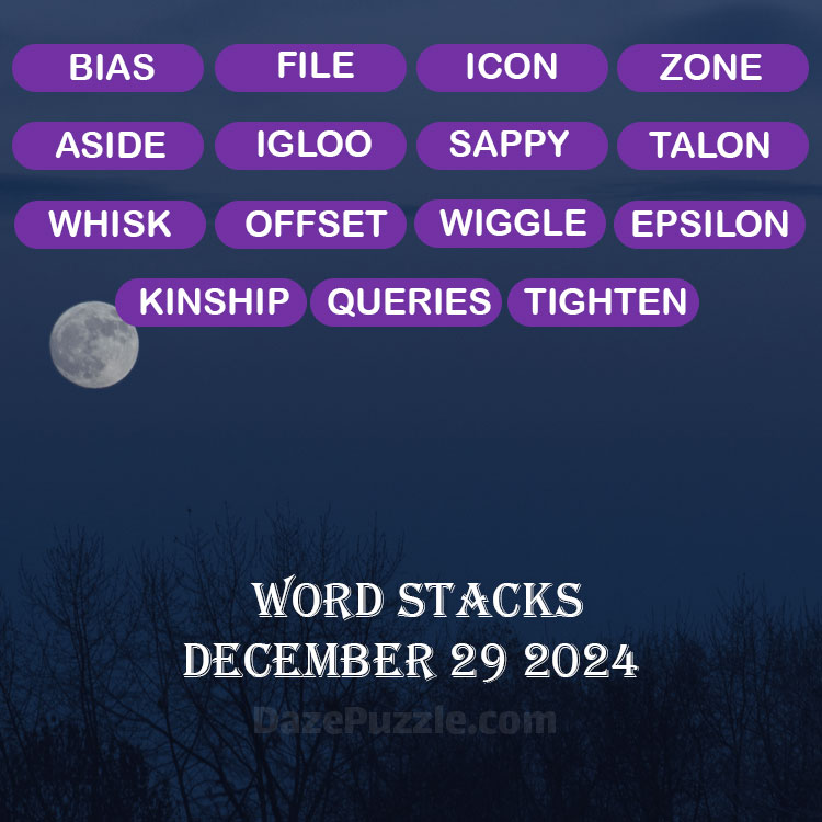 Word Stacks December 29 2024 Daily Puzzle Answer