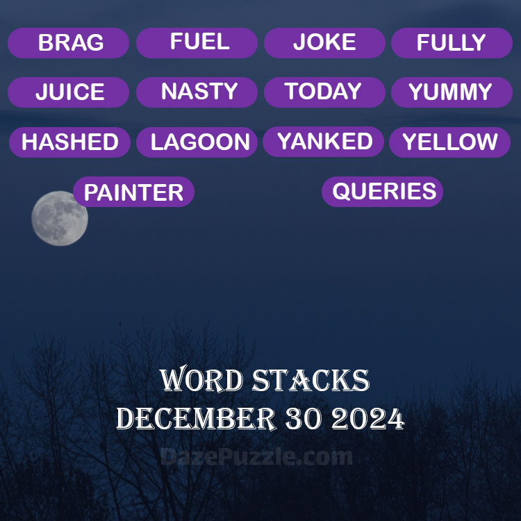 Word Stacks December 30 2024 Daily Puzzle Answer