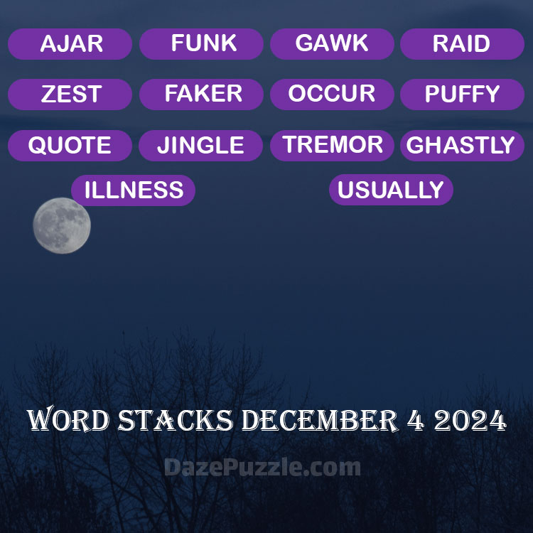 Word Stacks December 4 2024 Daily Puzzle Answer