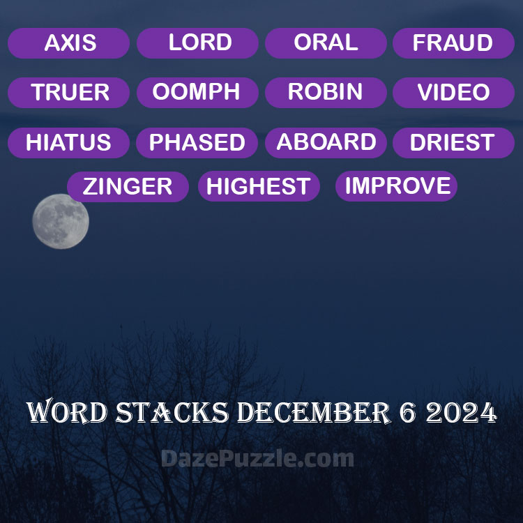 Word Stacks December 6 2024 Daily Puzzle Answer