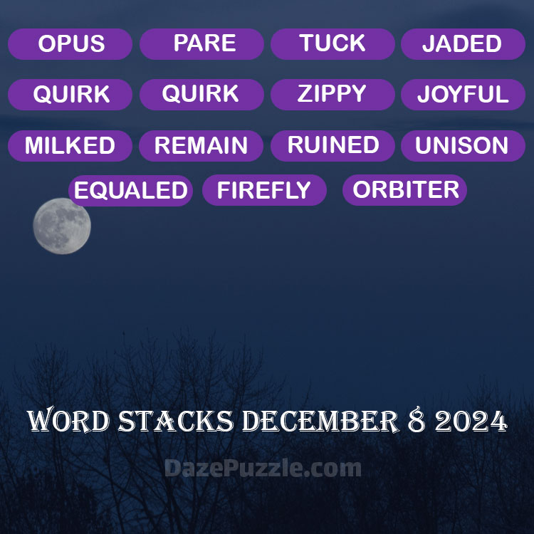 Word Stacks December 8 2024 Daily Puzzle Answer