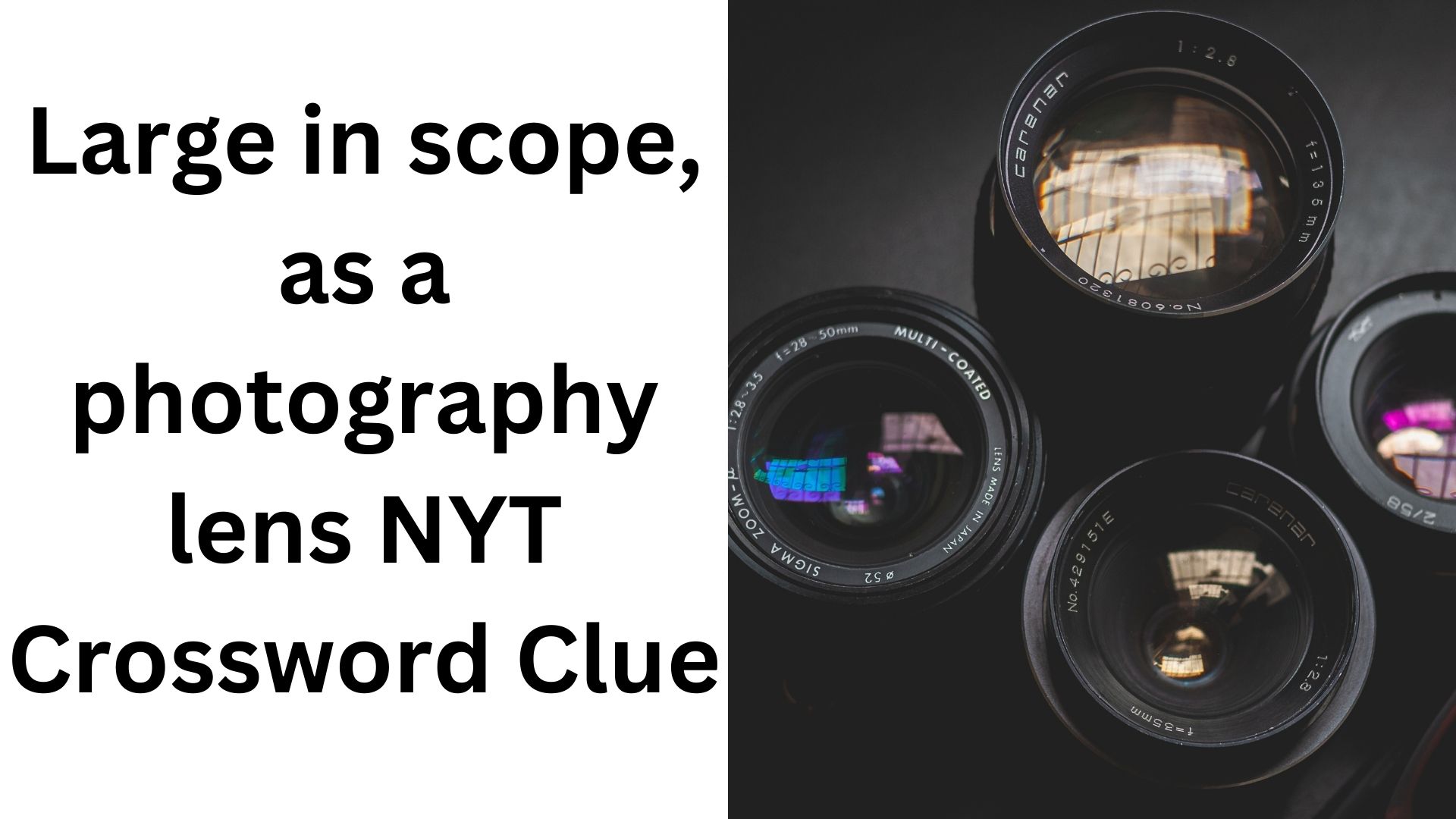 Large in scope, as a photography lens NYT Crossword Clue