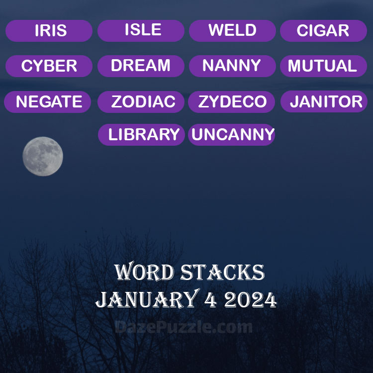 Word Stacks January 4 2025 Daily Puzzle Answer