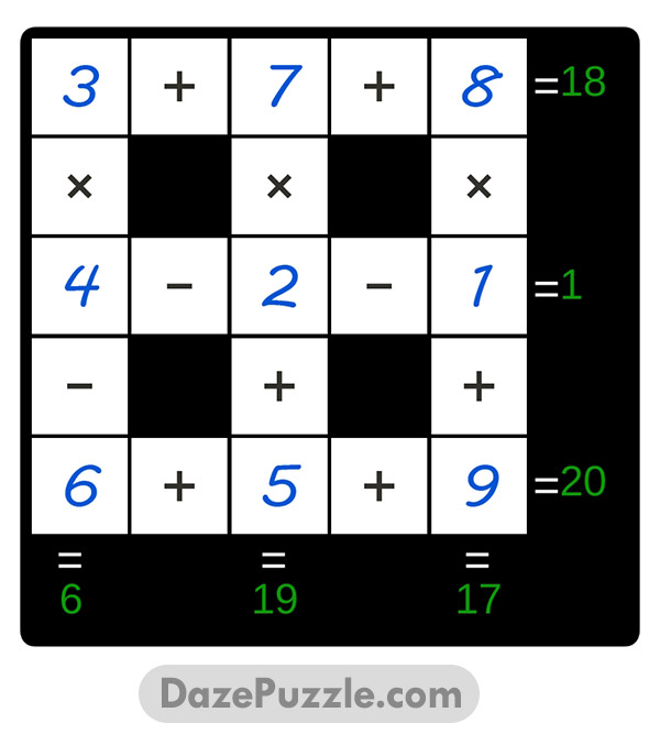 puzzle page cross sum 7 march 2025 answer