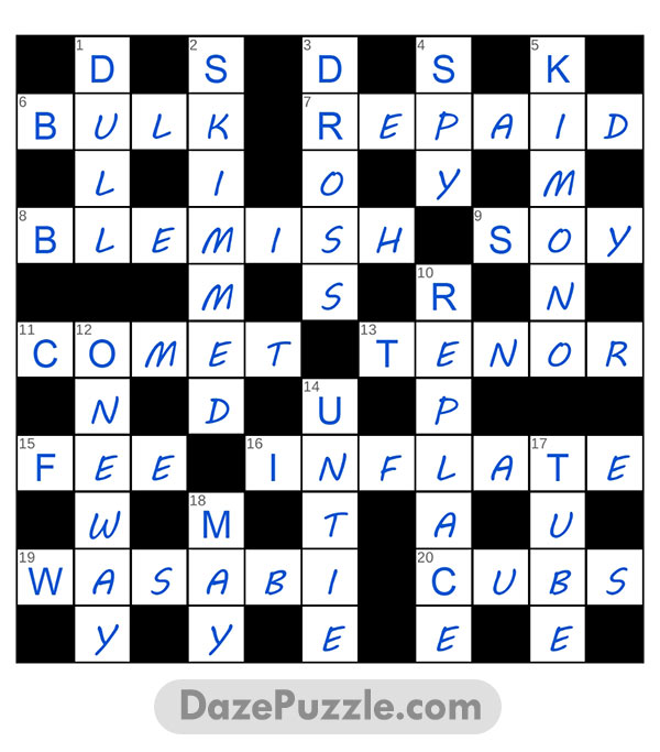 puzzle page crossword 30 may 2025 answer